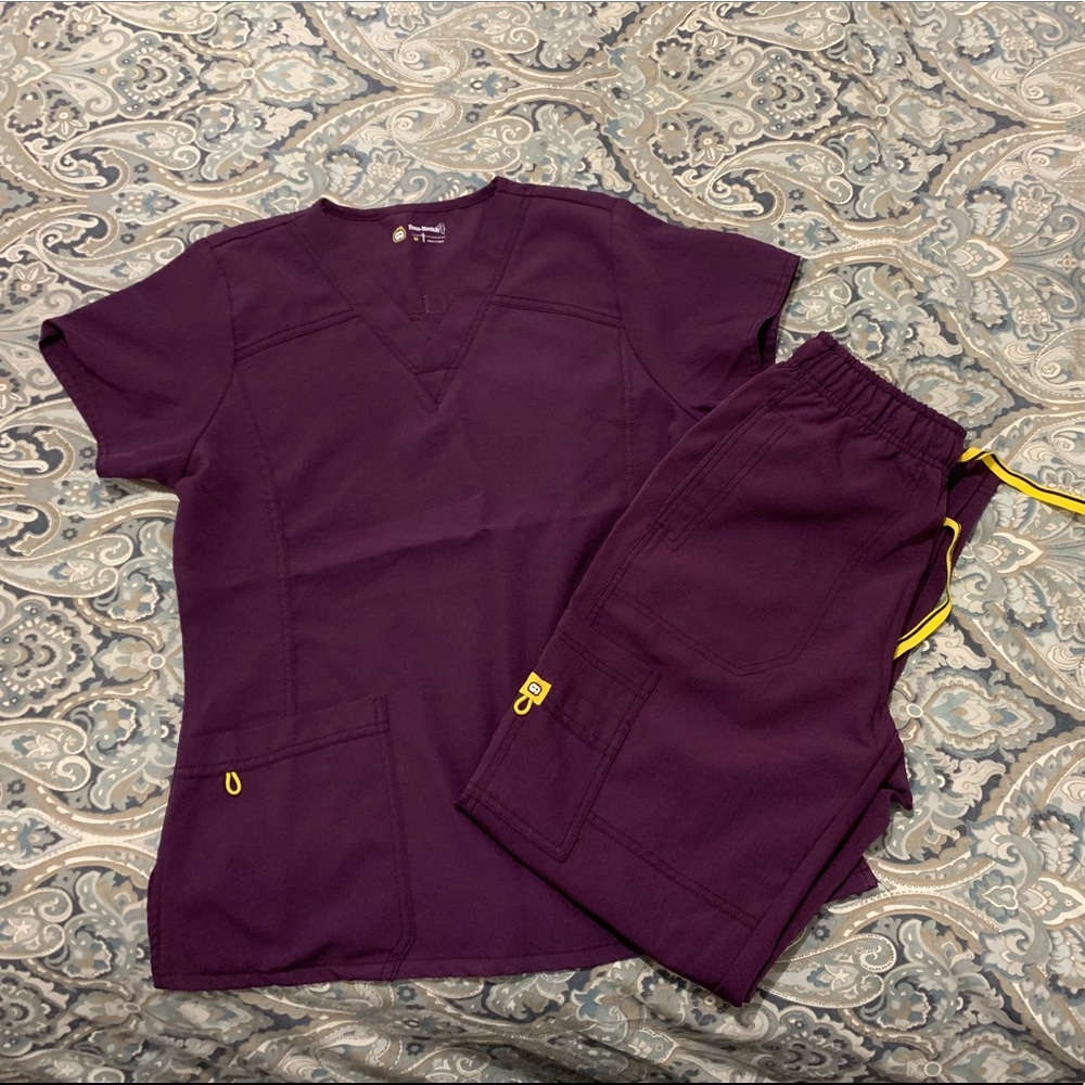 Four Stretch Plum Scrub Set